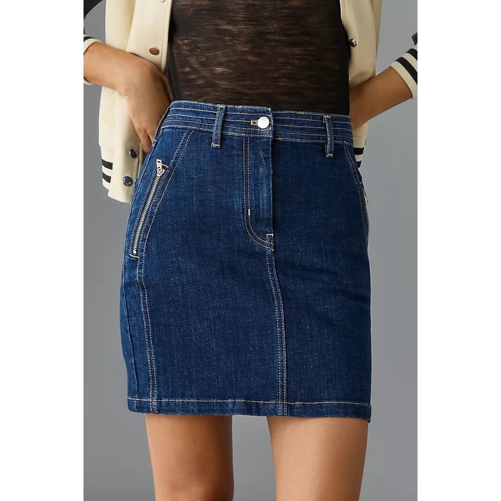 Pilcro Anthropologie Polished Denim‎ Mini Skirt Dark Wash Size 6